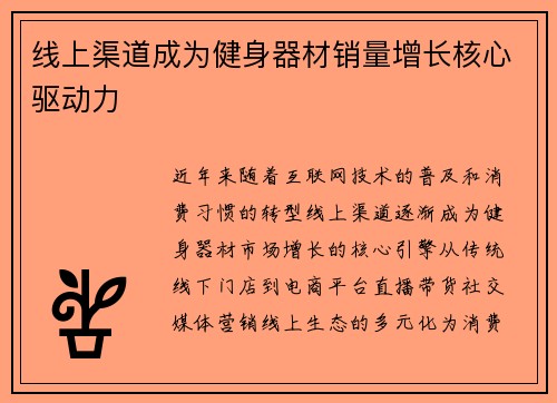 线上渠道成为健身器材销量增长核心驱动力